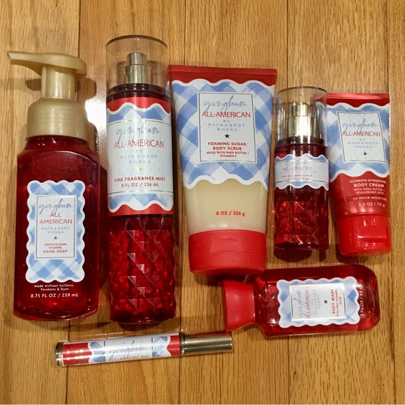 Bath & Body Works Gingham All-American 7Pc Curated Collection Set - Red and Blue